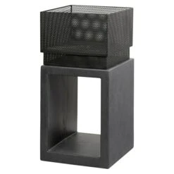 Elite Feuerkorb Grau/Schwarz, L X B X H: 44 X 44 X 85,5 Cm