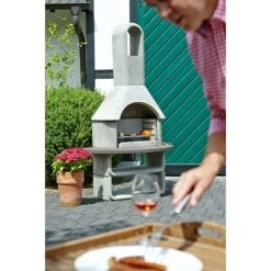 Buschbeck Grillkamin Capri Hauptgrillfläche: 54 X 34 Cm, Feuerfester Leichtbeton -Grillausrüstung 12 1332