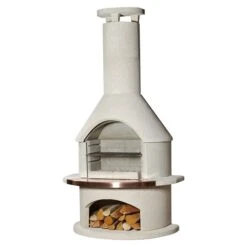 Buschbeck Grillkamin Rondo Feuerfester Leichtbeton, Hauptgrillfläche: 54 X 34 Cm