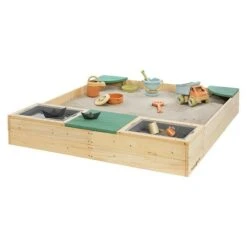 Muddy Buddy Sandkasten Beach Rebel 135 X 125 X 20 Cm, Holz, Salbeigrün/Natur