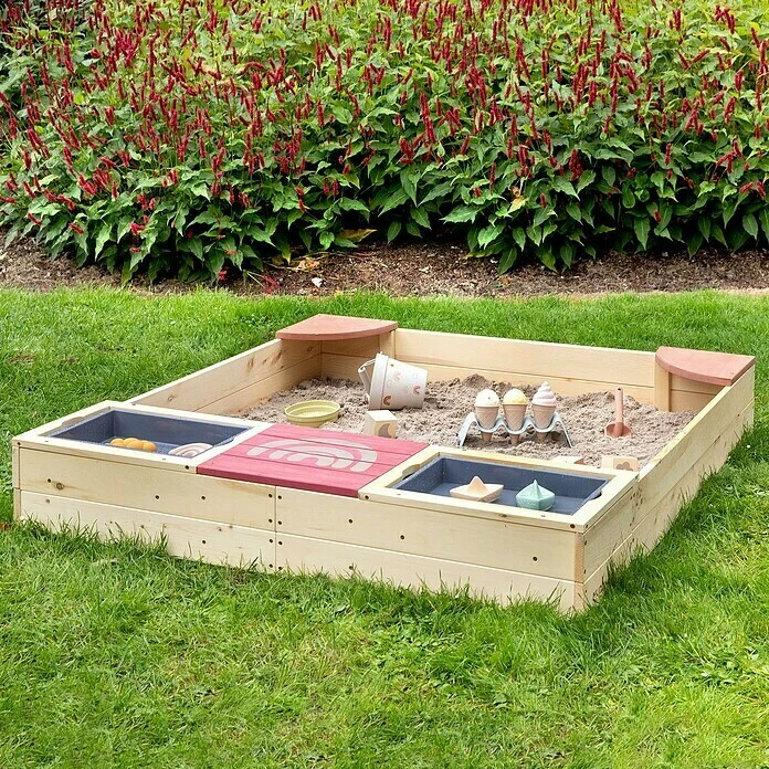 Muddy Buddy Sandkasten Beach Rebel 135 X 125 X 20 Cm, Holz, Rosa/Natur 4 Muddy Buddy Sandkasten Beach Rebel 135 X 125 X 20 Cm, Holz, Rosa/Natur – Bild 2