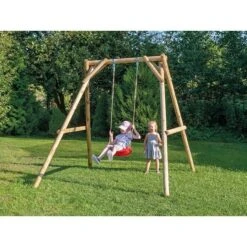 Schaukel Poldi 225 X 230 X 220 Cm, Natur/Rot