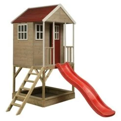 Wendi Toys Spielhaus Frosch 290 X 197 Cm, Holz, Natur/Rot
