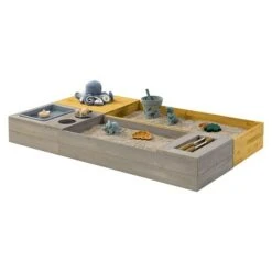 Muddy Buddy Sandkasten Flexy Style 150 X 90 X 20 Cm, Holz, Warmgrau/Ocker