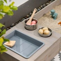 Muddy Buddy Sandkasten Flexy Style 150 X 90 X 20 Cm, Holz, Warmgrau/Ocker -Grillausrüstung 12 2076