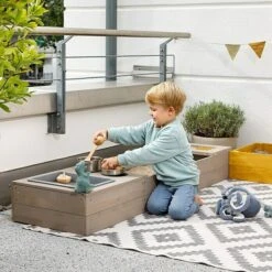 Muddy Buddy Sandkasten Flexy Style 150 X 90 X 20 Cm, Holz, Warmgrau/Ocker -Grillausrüstung 12 2078