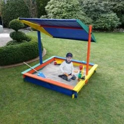 Promadino Sandkasten Nadine 140 X 140 X 13 Cm, Kiefer, Höhenverstellbares Dach -Grillausrüstung 12 2083