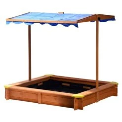Dobar Sandkasten 117 X 117 X 117 Cm, Holz, Höhenverstellbares Dach