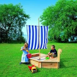 Promadino Sandkasten Störtebeker 196 X 116 X 222 Cm, Kiefer, Mit Segel
