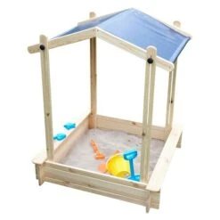 Promadino Sandkasten Peter 100 X 99,5 X 13 Cm, Kiefer, Höhenverstellbares Dach