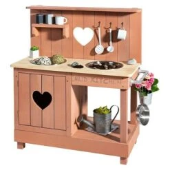 Muddy Buddy Matschküche Adventurer Heart L X B X H: 80 X 40 X 90 Cm, Zypresse, Puderrosa