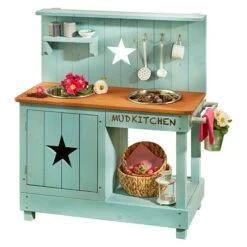 Muddy Buddy Matschküche Adventurer Star L X B X H: 80 X 40 X 90 Cm, Nadelholz, Petrolblau