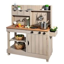 Muddy Buddy Matschküche Explorer L X B X H: 102 X 40 X 105 Cm, Nadelholz, Warmgrau