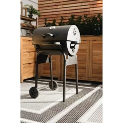 Grillstar Holzkohlegrill Grilltonne L X B X H: 66 X 68 X 109 Cm, Schwarz, Hauptgrillfläche: 36,7 X 45 Cm -Grillausrüstung 12 252
