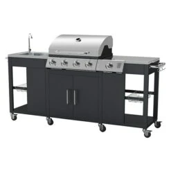 Tepro Outdoorküche Petersburg L X B X H: 198 Cm X 59 Cm X 112 Mm, Hauptgrillfläche: 63 X 46,5 Cm, Anzahl Brenner: 4 -Grillausrüstung 12 2551