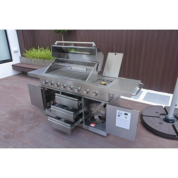 Buschbeck Outdoorküche Bristol L X B X H: 214,8 X 64,5 X 119 Cm, Edelstahl, Hauptgrillfläche: 96 X 45,4 Cm, Anzahl Brenner: 8 5 Buschbeck Outdoorküche Bristol L X B X H: 214,8 X 64,5 X 119 Cm, Edelstahl, Hauptgrillfläche: 96 X 45,4 Cm, Anzahl Brenner: 8 – Bild 3