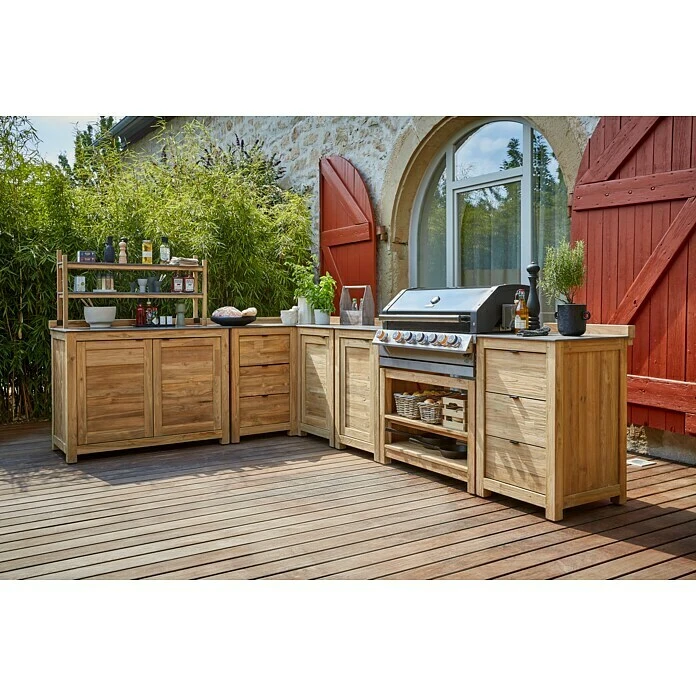 Sunfun Zoe Grillküchen-Modul Aufsatzregal Natur, L X B X H: 25 X 112 X 61 Cm 4 Sunfun Zoe Grillküchen-Modul Aufsatzregal Natur, L X B X H: 25 X 112 X 61 Cm – Bild 2