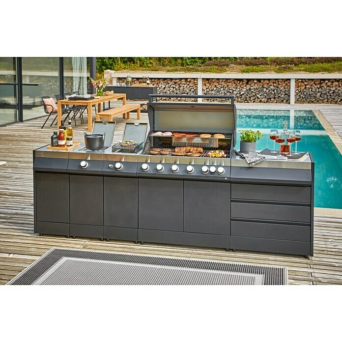 Kingstone Grillküchen-Modul The Quad Side Schwarz, L X B X H: 55,3 X 36,7 X 91,3 Cm, 3 KW 6 Kingstone Grillküchen-Modul The Quad Side Schwarz, L X B X H: 55,3 X 36,7 X 91,3 Cm, 3 KW – Bild 5