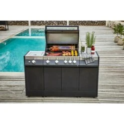 Kingstone KMS Gasgrillküche The Quad Four Anzahl Brenner: 4, Hauptgrillfläche: 70,2 X 45 Cm, 14 KW, Material Rost: Gusseisen -Grillausrüstung 12 28