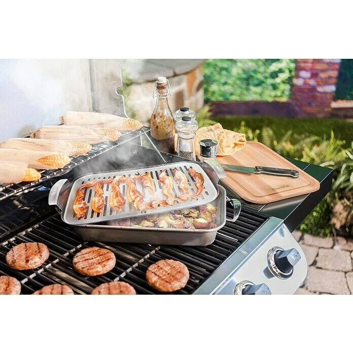 Char-Broil Grillpfanne Grill+ Edelstahl, L X B X H: 42 X 22 X 4 Cm 4 Char-Broil Grillpfanne Grill+ Edelstahl, L X B X H: 42 X 22 X 4 Cm – Bild 2