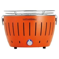 LotusGrill Raucharmer Holzkohlegrill Classic Mandarinenorange, Hauptgrillfläche: Ø 32 Cm -Grillausrüstung 12 321