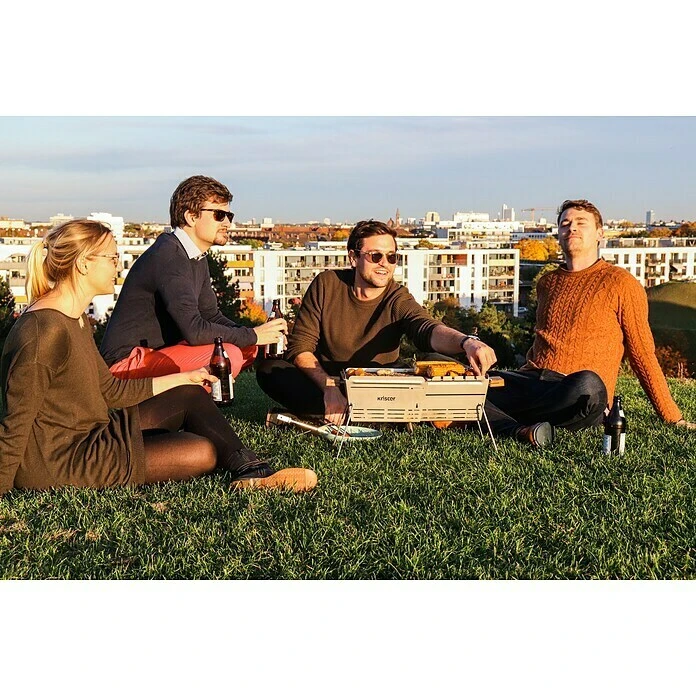 Knister Holzkohlegrill Premium Silbergrau, Hauptgrillfläche: 22 X 28 -52 Cm 4 Knister Holzkohlegrill Premium Silbergrau, Hauptgrillfläche: 22 X 28 -52 Cm – Bild 2