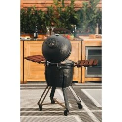 Kingstone Holzkohlegrill Kamado 38 Schwarz, Hauptgrillfläche: Ø 38,3 Cm -Grillausrüstung 12 467
